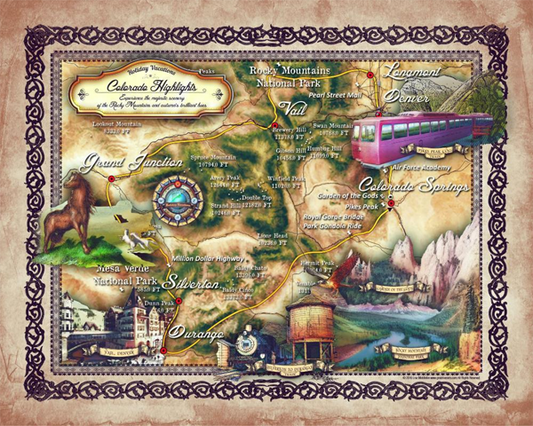 Travel Map Feature: 167 Colorado Highlights Custom Map image