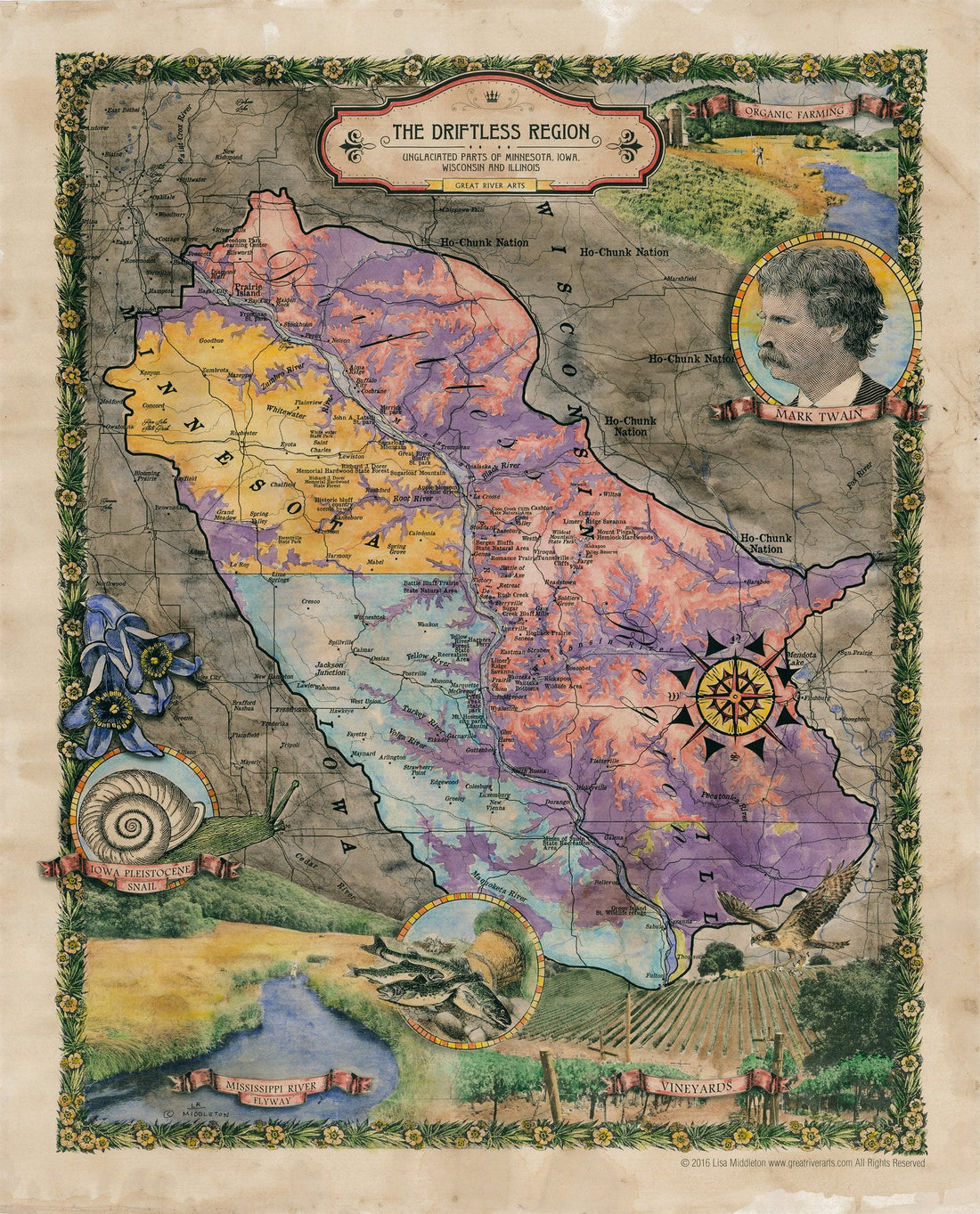 Travel Tuesday Map Feature: 148 The Driftless Region Map Designed by Lisa Middleton image