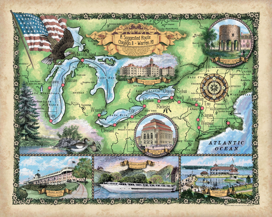 Travel Tuesday Map Series: A Suggested Route Great Lakes through Rhode Island image