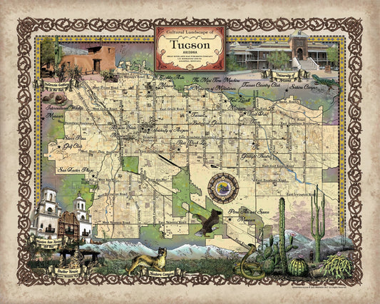 Travel Map Feature: 222 Custom map of Tucson, Arizona image