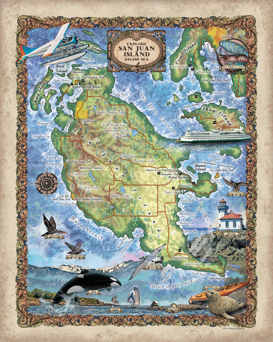 Travel map Tuesday: Our Feature Travel Map Explore San Juan Island...Created by your travel map specialists at Great River Arts! image