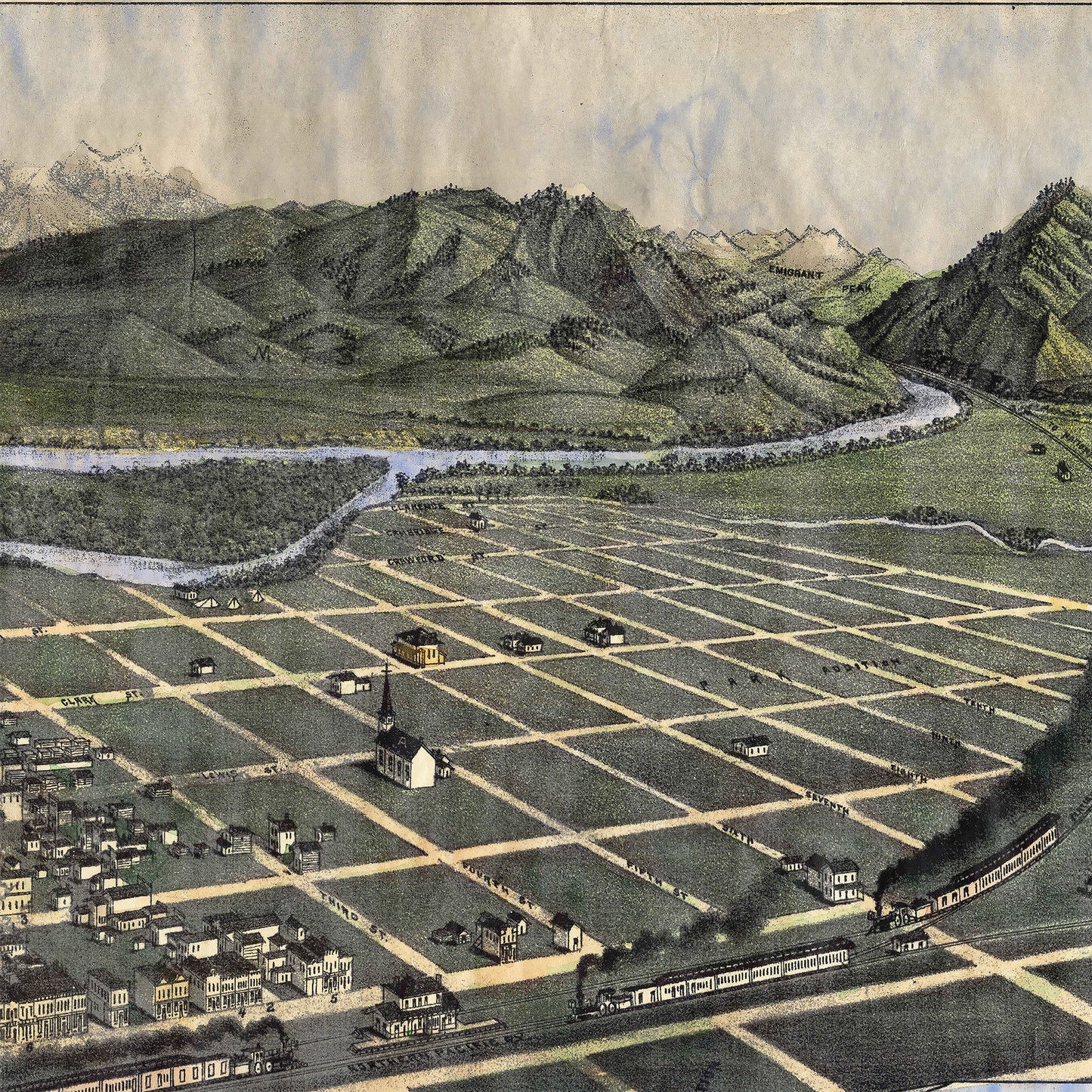 70 Livingston, Montana 1884 Vintage map,Montana vintage map,old map,map art vintage,vintage map Montana,map antique,Montana map,nautical map