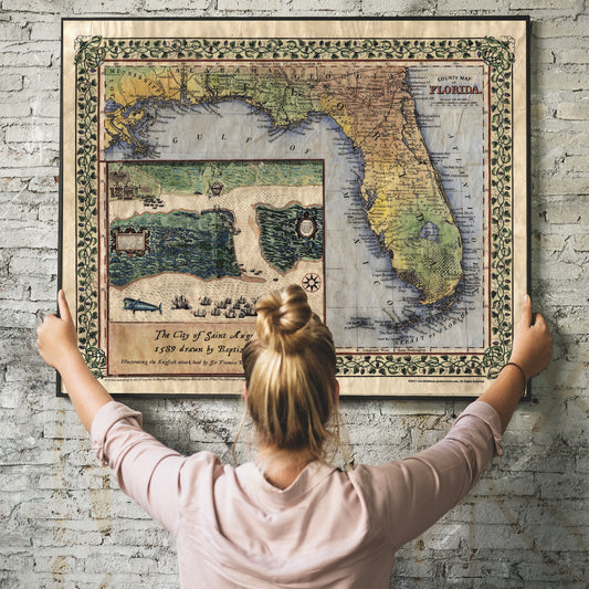 011 Adapted Florida 1847 Featuring St. Augustine 1778 Vintage map,Vintage map art,Florida vintage map,old map,antique maps,map vintage,map a