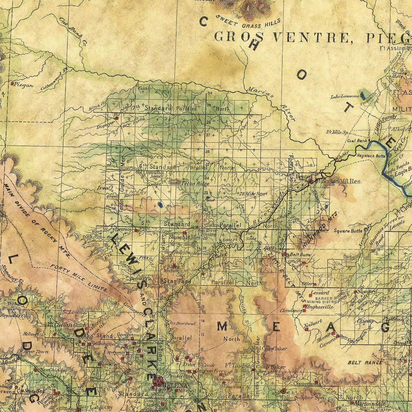 80 Montana Territory 1883 Vintage map,Vintage map art,Montana vintage map,old map,antique maps,map antique,montana map,coastal art,map vinta