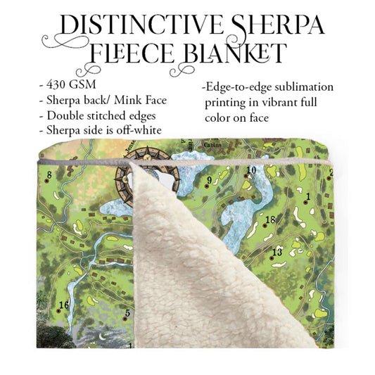 Shooting Star Golf Wyoming Jackson Hole Map Blanket Double Stitched Edges Fluffy Super Soft 430 GSM Polyester Throw Blanket