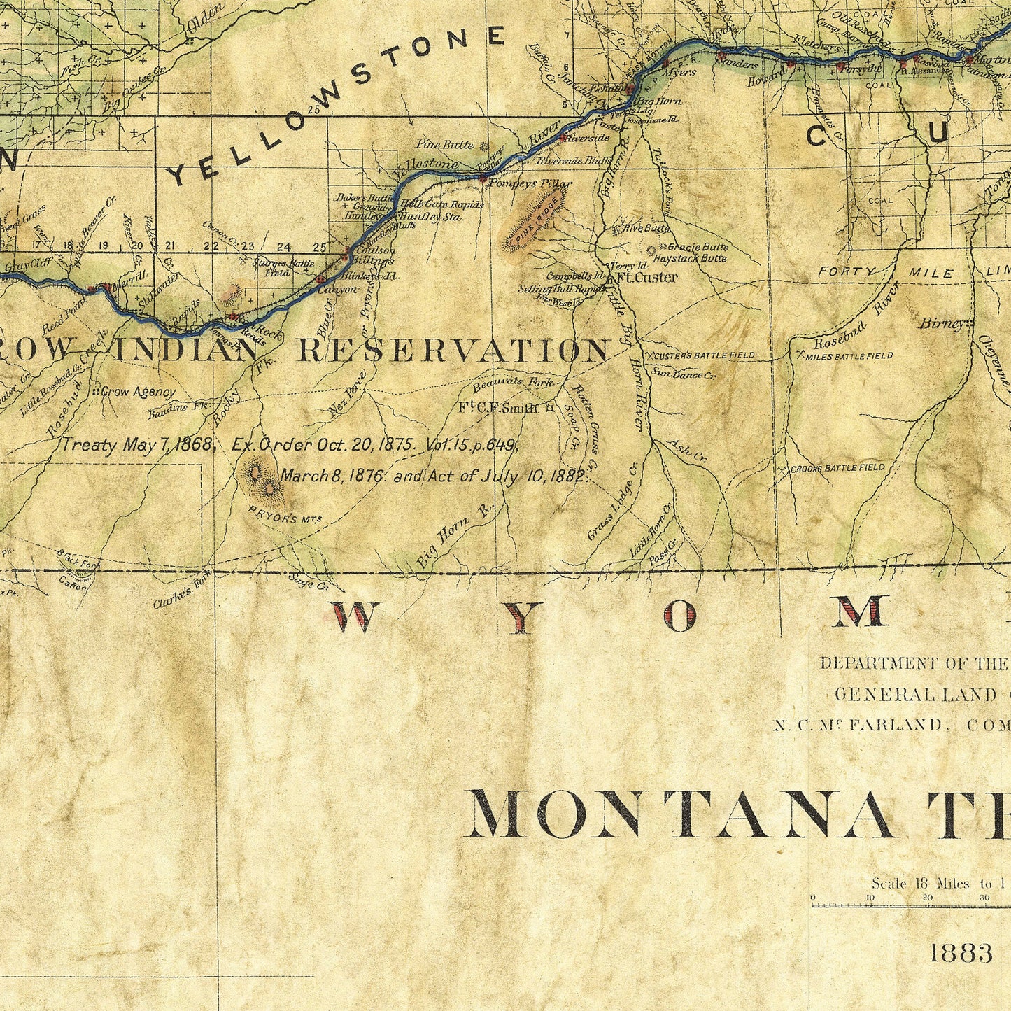 80 Montana Territory 1883 Vintage map,Vintage map art,Montana vintage map,old map,antique maps,map antique,montana map,coastal art,map vinta