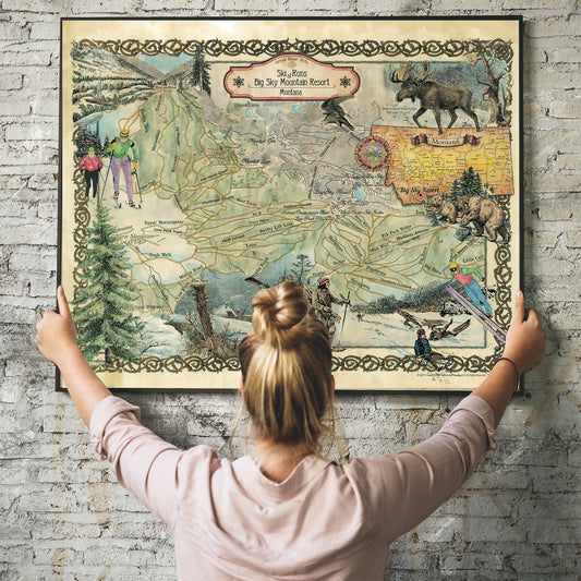 Big Sky Mountain, montana, ski map, montana map, Resort maps, vintage ski map, ski poster, montana poster, skiing gift, skiing gift, ski
