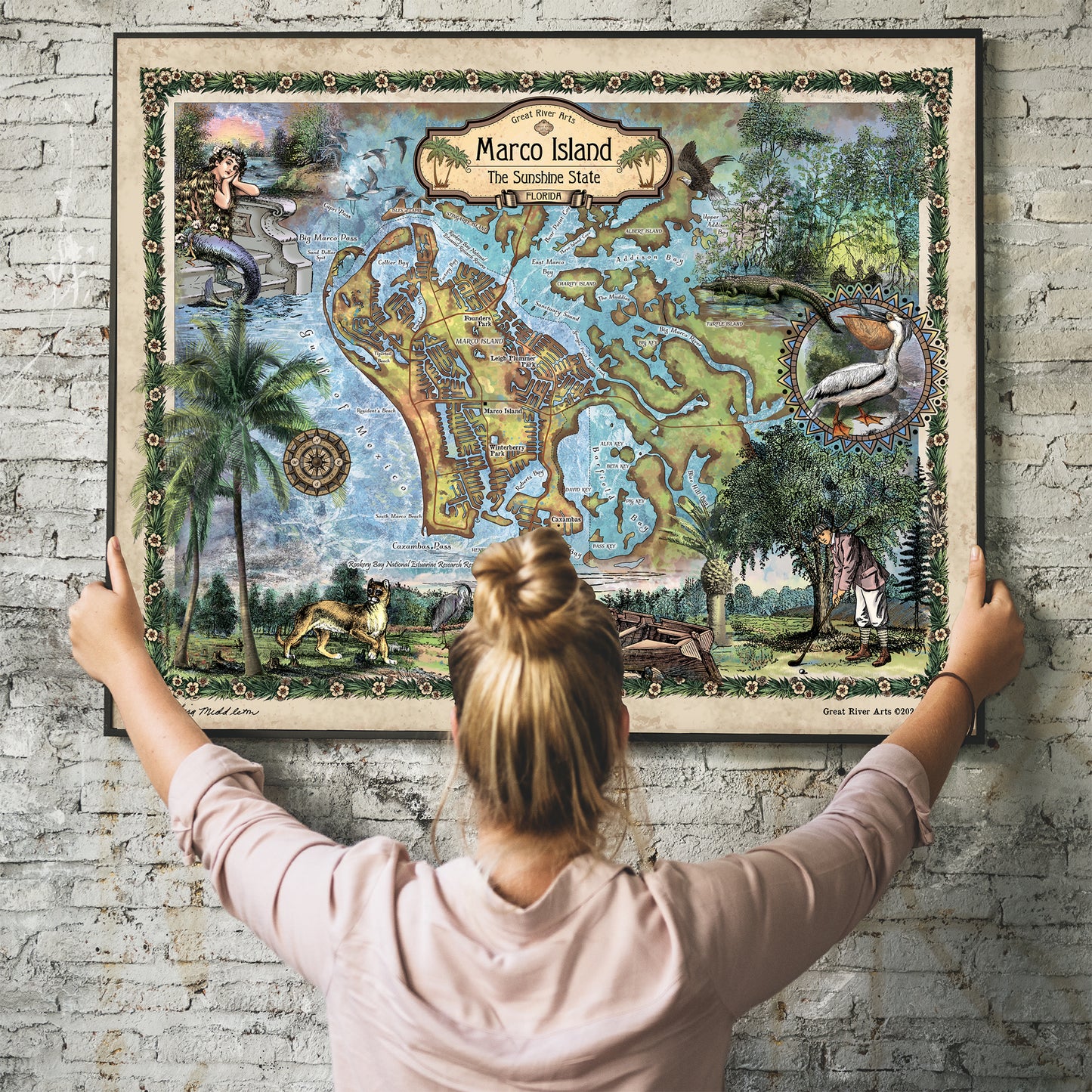 280-Marco Island Florida Vintage map art,antique maps,map vintage,vintage map florida,map antique,flordia map,coastal art,coastal map,nautic