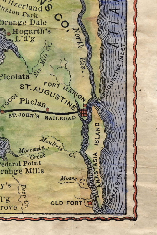 118 ST. John's River Vintage map,Vintage map art,Florida vintage map,old map,map vintage,map art vintage,map antique,flordia map,coastal map