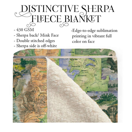 Teton Trails National Park Wyoming Blanket Double Stitched Edges Cozy Luxury Fluffy Super Soft 430 GSM Polyester Throw Blanket