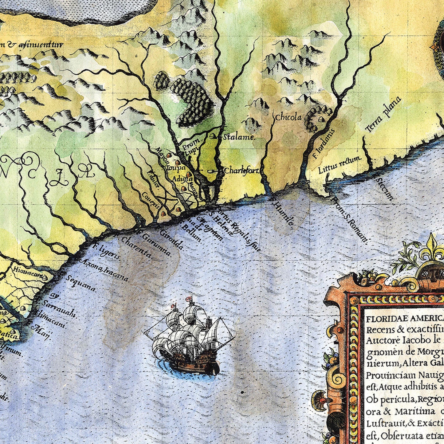 Floridae 1564 Jaques Le Moyne Florida Map Blanket Double Stitched Edges Cozy Luxury Fluffy Super Soft 430 GSM Polyester Throw Blanket