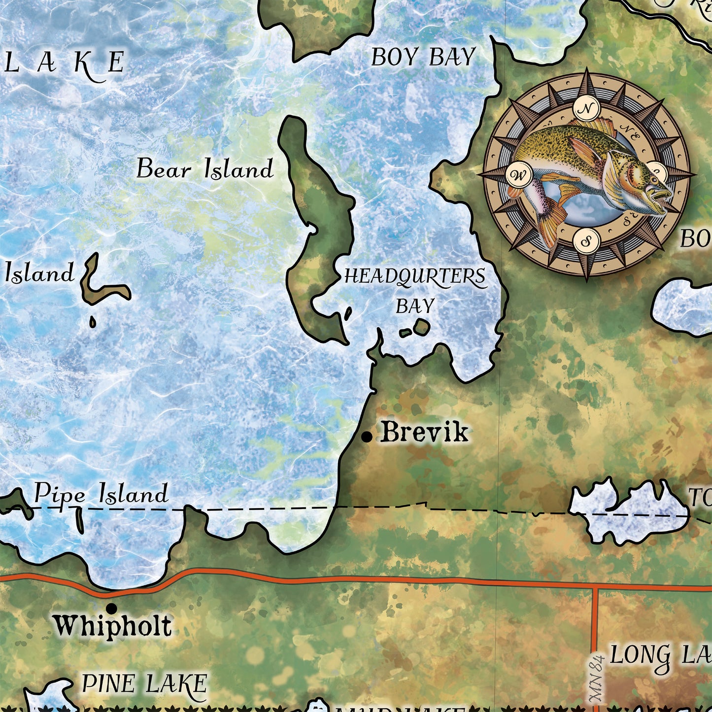 Leech Lake Minnesota Map Sherpa Fleece Blanket Double Stitched Edges Cozy Luxury Fluffy Super Soft 430 GSM Polyester Throw Blanket