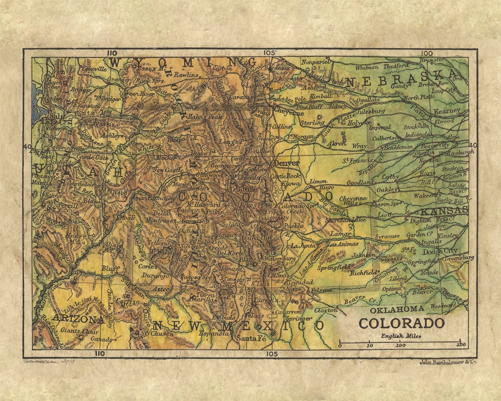 Colorado 1906e Map Art Blanket Throw Polar/ Silky/ Sherpa Fleece Vintage Artwork Warm Blanket for Winter Bed Sofa Chair Dorm & Gift