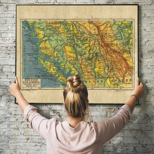 022 British Columbia,Vancouver Island,Canada,Victoria,Carbariboo Mountains,Strait of Georgia 1906 11x14" Great River Arts by Lisa Middleton