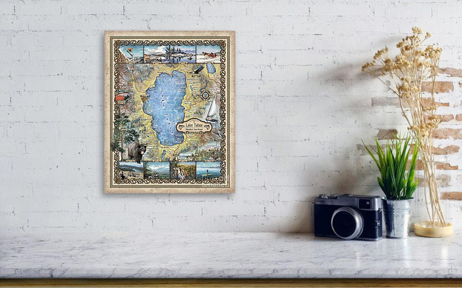 Lake Tahoe, lake tahoe art, lake tohoe print, lake tahoe map, lake tahoe wall art, poster, lake tahoe nv, map lake tahoe, art lake tahoe, NV