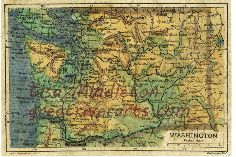 131 Washington 1906 11x14" vintage historic antique map poster print