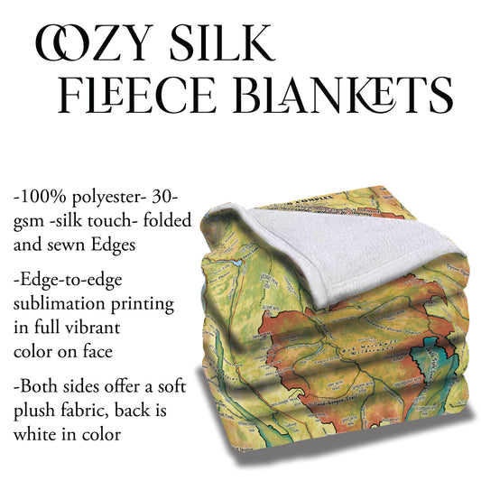 Bob Marshall Montana Historic Map Art Blanket Throw Sherpa Fleece Vintage Blanket For Bed Sofa Couch Winter Traveling & Gift