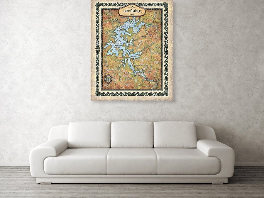 Lake Chatuge, lake chatuge map, Lake Chatuge Georgia, Georgia gifts, lake art, lake life, lake house, lake sign, lake house sign