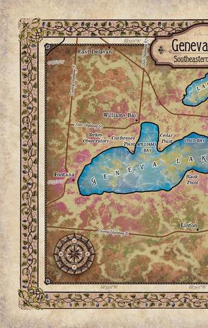 Geneva Lake Wisconsin, Wisconsin gifts, lake geneva map, lake art, lake decor, rustic decor, cabin decor, lake house art, wisconsin art, map