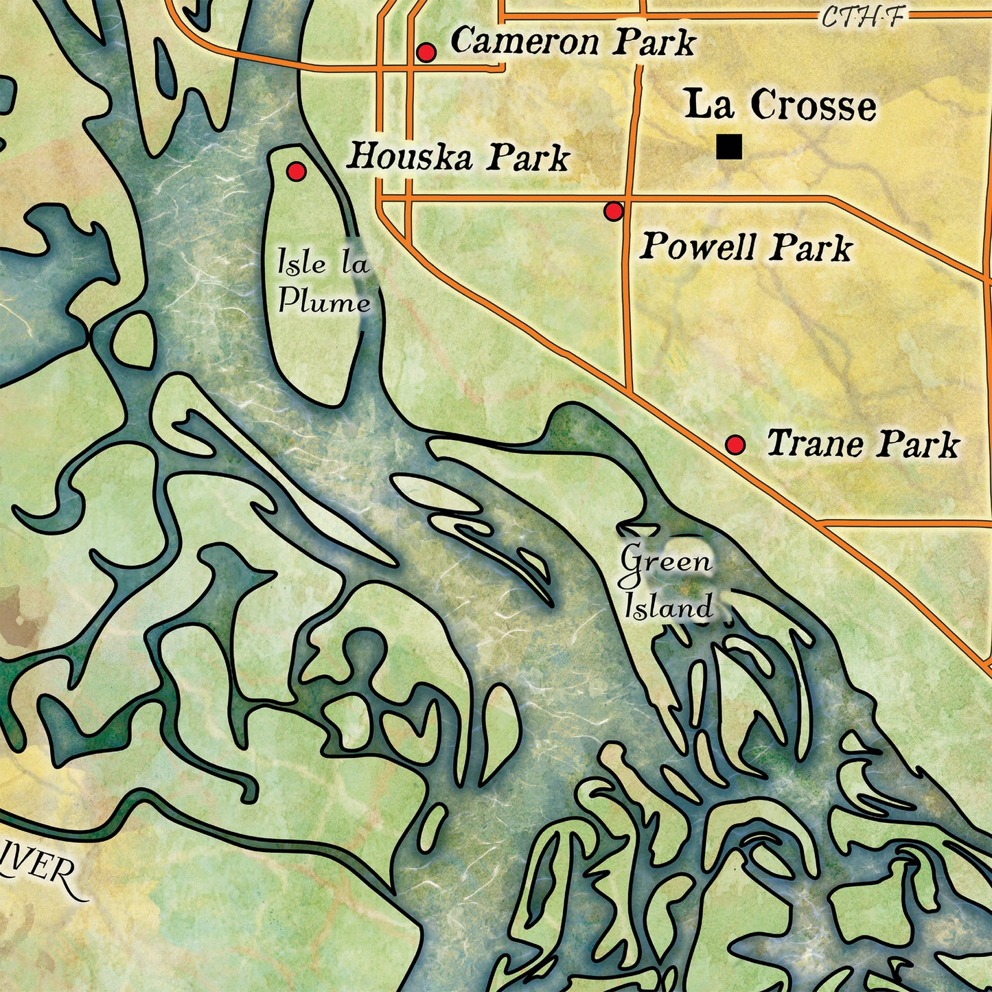 Great River Arts Pool 8 Mississippi River Historic Map Reproduction Artwork Wall Art Print Vintage