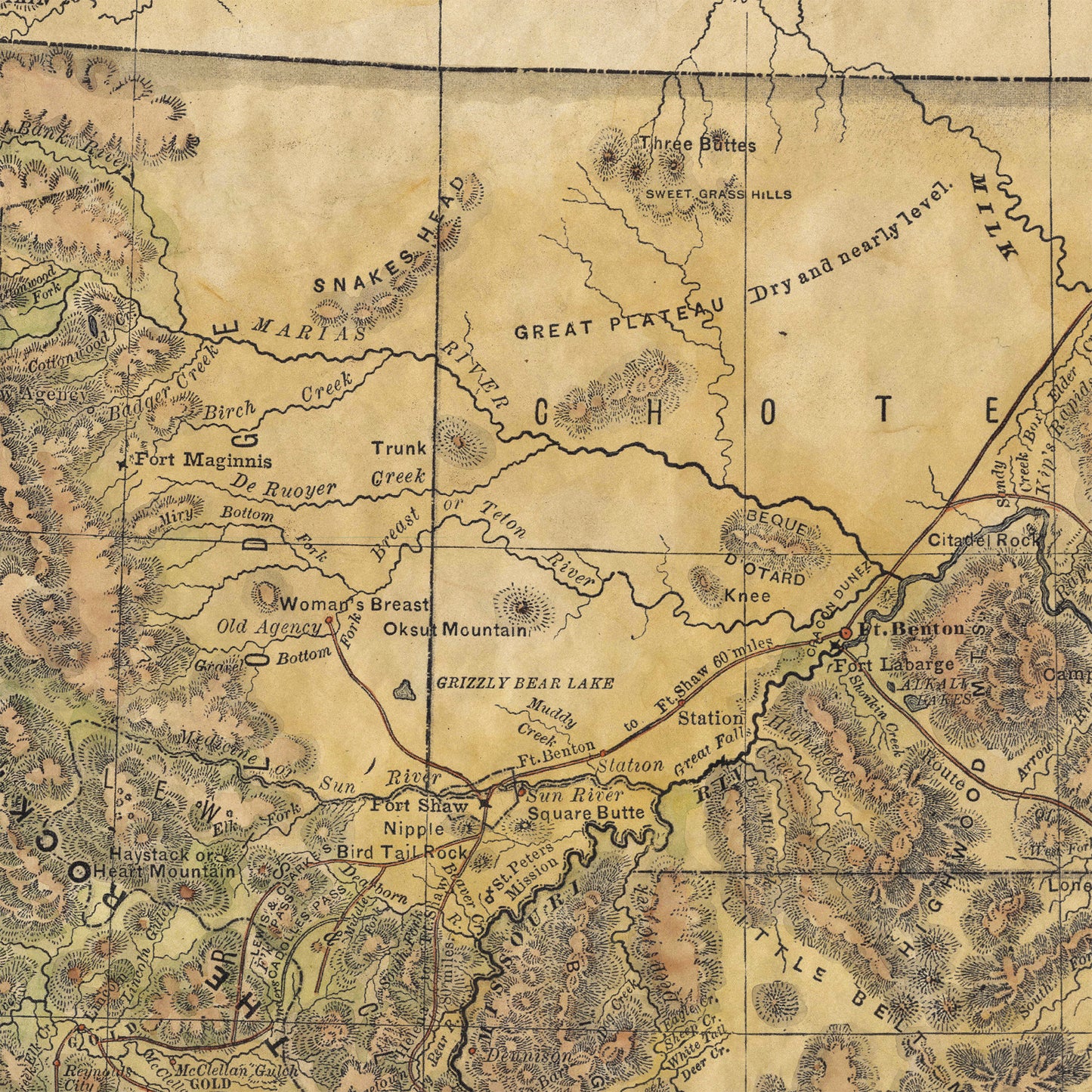 81 Montana Wagon Roads 1889 Vintage map art,Montana vintage map,old map,antique maps,map vintage,map art vintage,vintage map montana,map ant