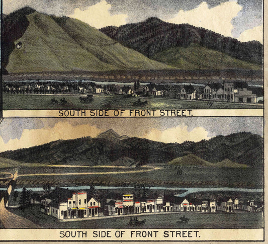 076 Missoula 1884 Montana 11 x 14" bitterroot map,Hand Painted Map,Historical Map,Vintage Map,Great River Art,Antique Map, By Lisa Middleton