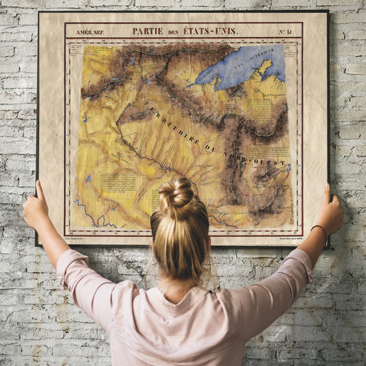 104 Partie Des Etats Unis vintage historic antique map poster print by Lisa Middleton