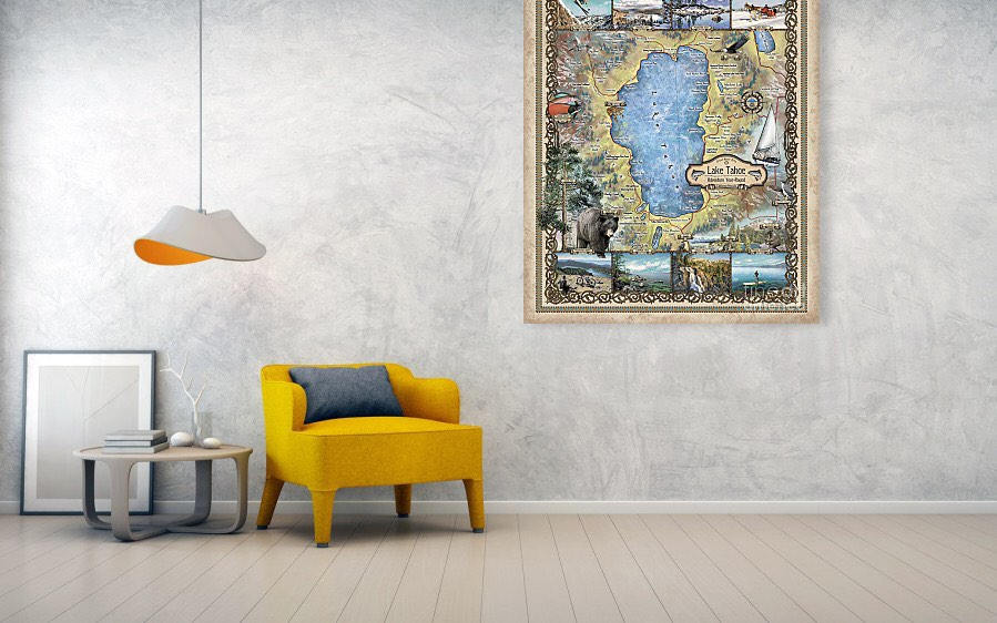 Lake Tahoe, lake tahoe art, lake tohoe print, lake tahoe map, lake tahoe wall art, poster, lake tahoe nv, map lake tahoe, art lake tahoe, NV