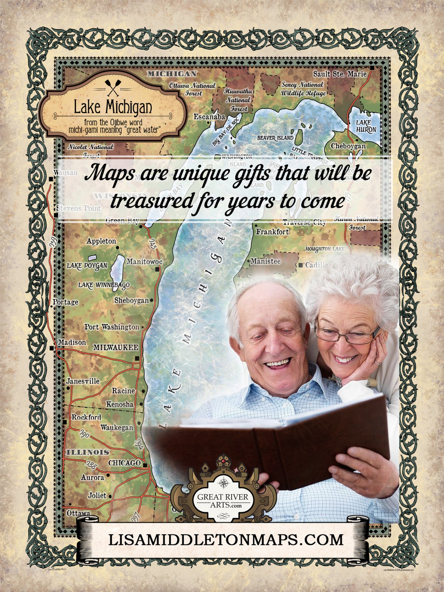 Lake Michigan, lake Michigan map, lake art, lake house, lake Michigan art, great lakes gift , great lakes map, Great Lakes decor, michigan