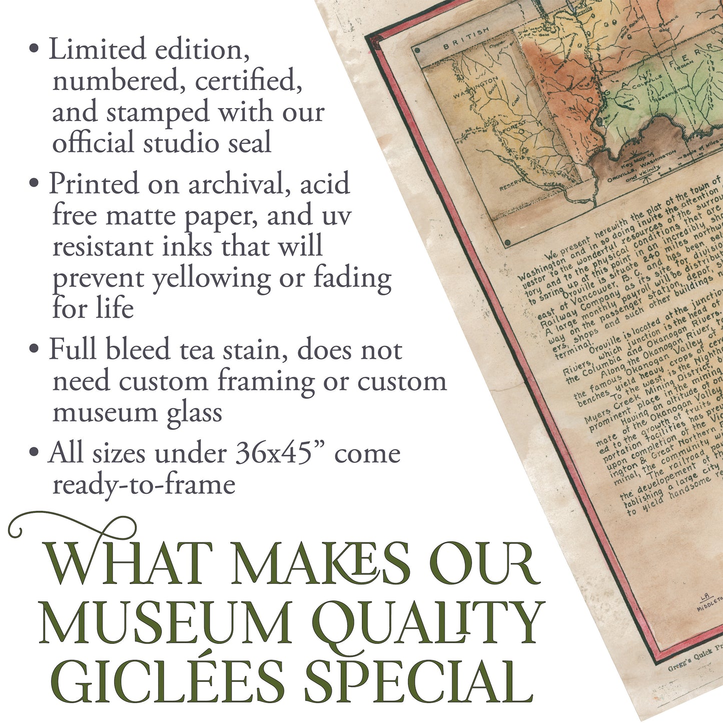 165 Oroville, WA 1906 11x14" vintage historic antique map poster print by Lisa Middleton