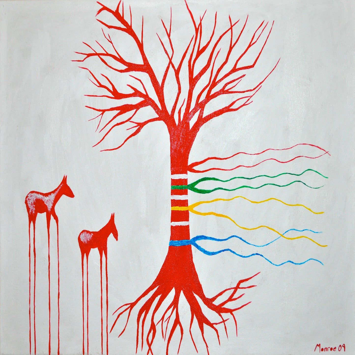 Trees and Animal Art Painted Shower Curtain Unique Design For Bathroom & Washroom Decor - Art Of Lauren Monroe Jr