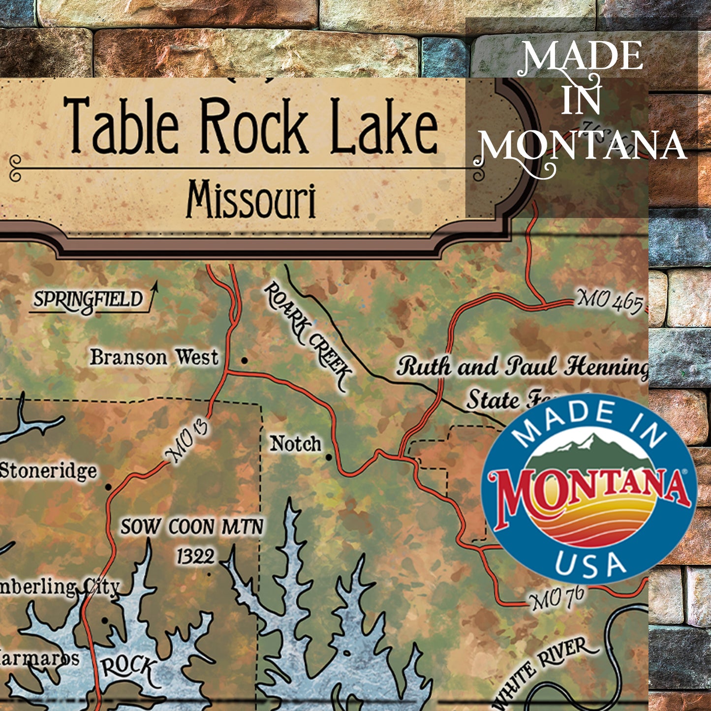 Table Rock Lake Historic Map Art Blanket Throw Soft Polar/ Silky/ Sherpa Fleece Vintage Warm Blanket For Bed Sofa Couch Gift & Travel