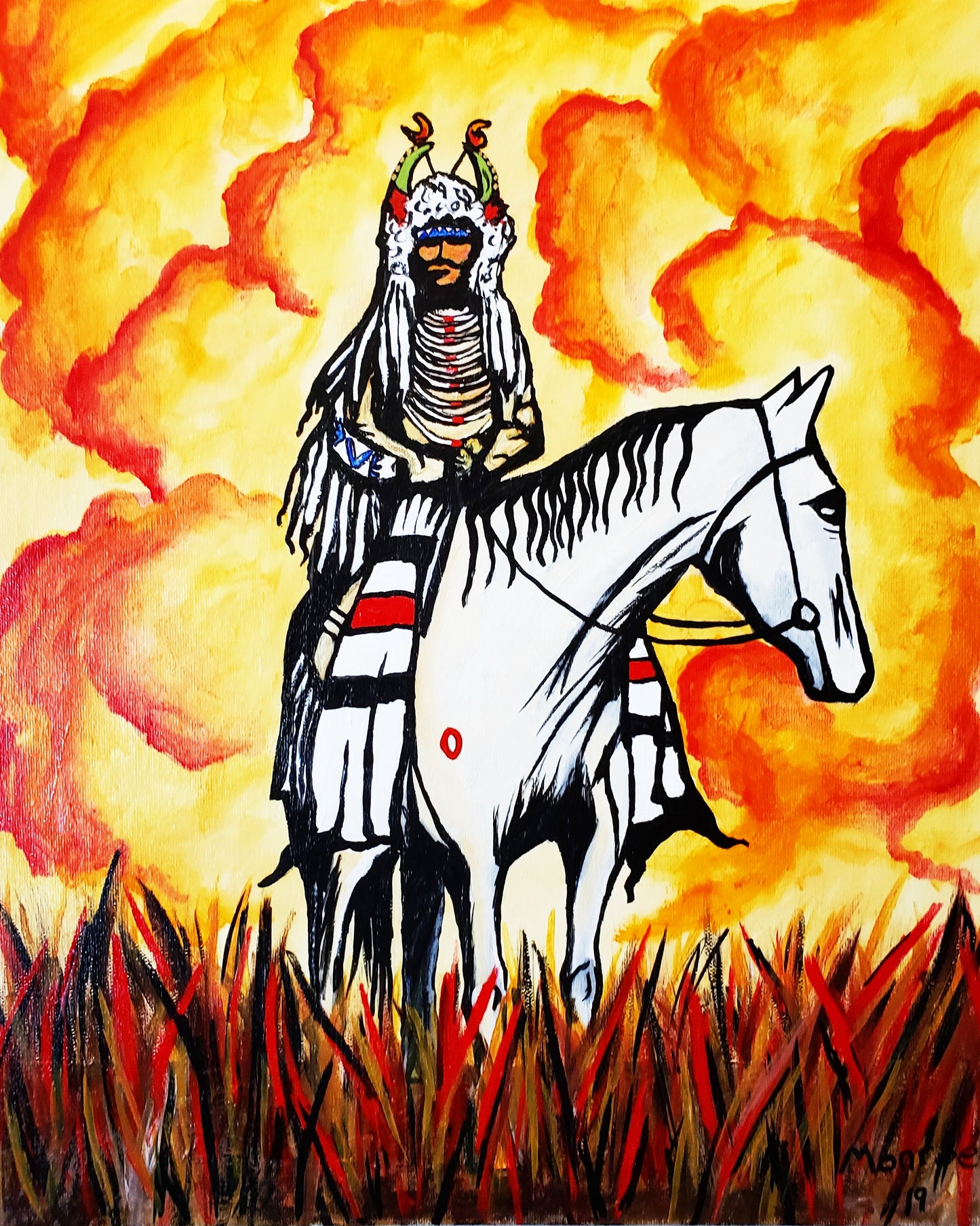Pale Horse Rider Art Painted Shower Curtain Unique Design For Bathroom & Washroom Decor - Art Of Lauren Monroe Jr