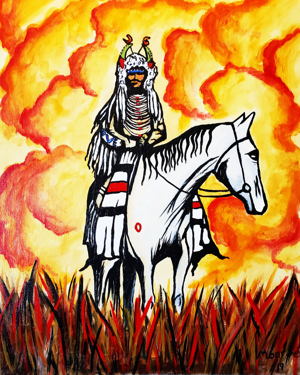 Pale Horse Rider Art Painted Shower Curtain Unique Design For Bathroom & Washroom Decor - Art Of Lauren Monroe Jr
