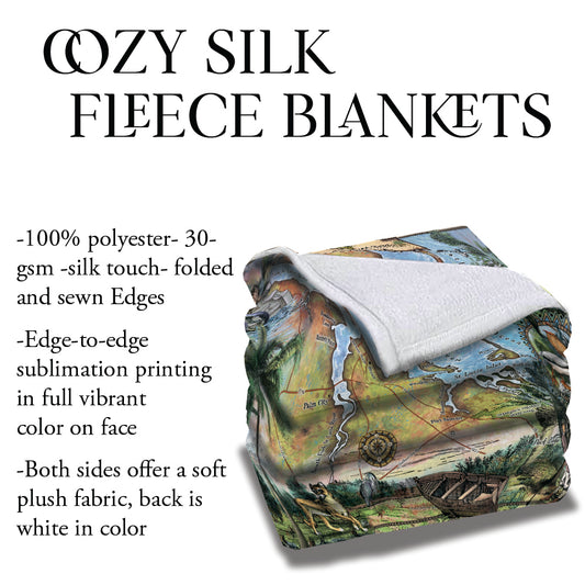 St Lucie Inlet Florida Map Art Blanket Throw Polar/ Silky/ Sherpa Fleece Warm Blanket for Winter Bed Couch Sofa Chair Dorm Gift & Travel