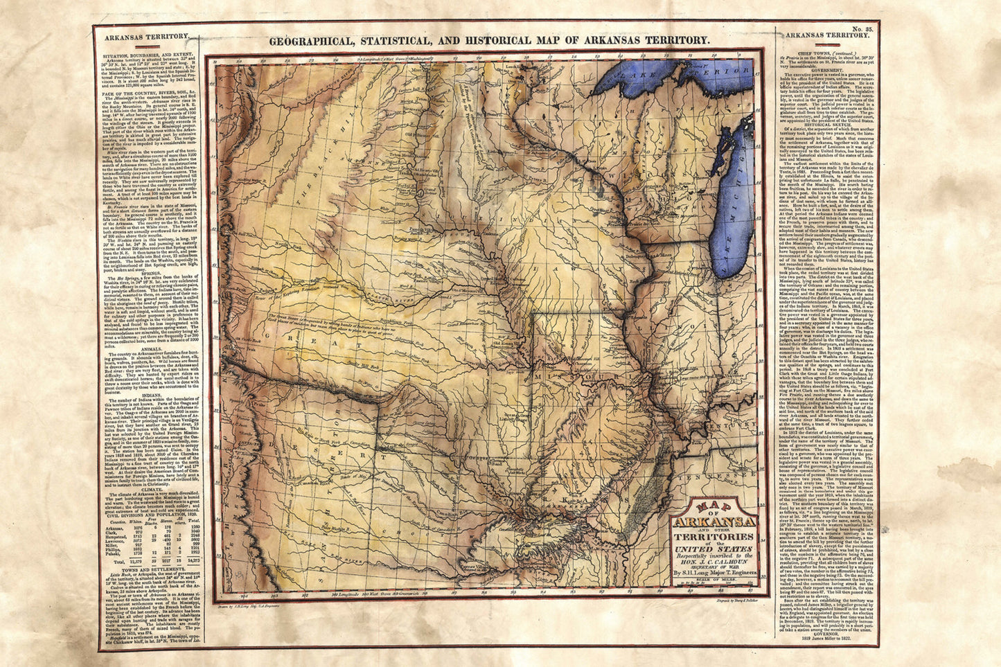 017 Arkansa Territory 11x14 vintage historic antique map poster print by Lisa Middleton