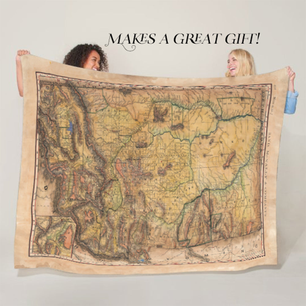 Montana Rail Roads Old Montana Map Blanket Double Stitched Edges Cozy Luxury Fluffy Super Soft 430 GSM Polyester Throw Blanket