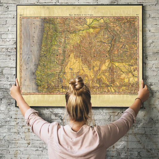 100 Oregon c.1873 Wagon Roads 11x14 Historic maps,old map of oregon,hand painted map,Great River Arts,historical oregon,oregon trail by Lisa