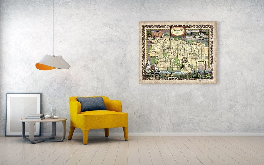 Tucson, TUCSON MAP, tucson poster, tucson gift, southwestern decor, Arizona gifts, arizona maps, southwest decor, santa fe decor, desert art