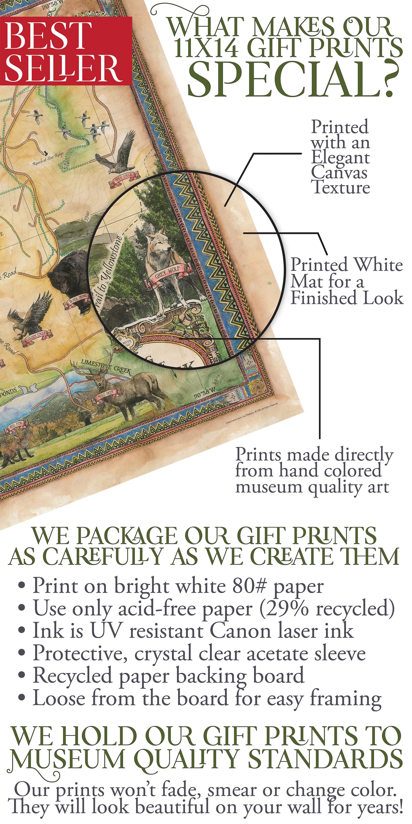 Great River Arts Hiking Trails of Eagle Rock Historic Map Reproduction Artwork Wall Art Print Vintage