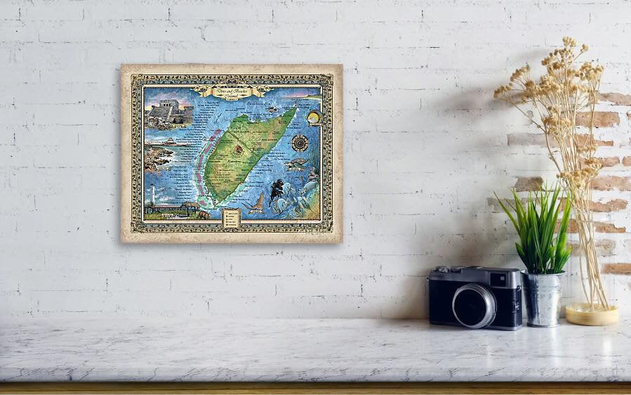 cozumel, scuba gift, scuba diver gift, scuba map, travel map, cozumel wedding, destination wedding, cozumel map, scuba wall art, scuba art
