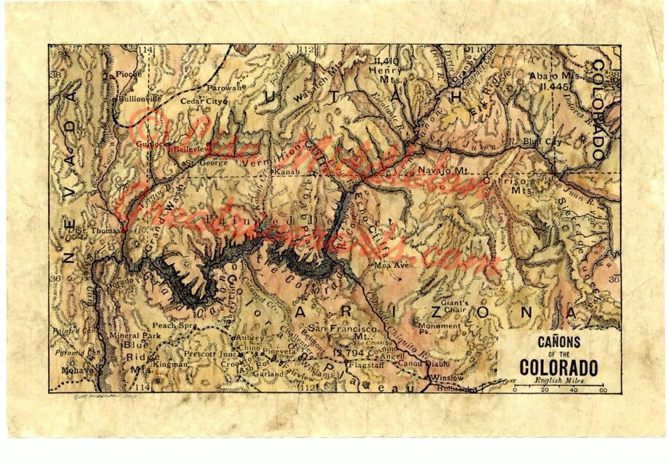 Arizona, grand canyon, national parks, arizona gifts, grand canyon map, grand canyon art, desert decor, southwest decor, santa fe decor, map
