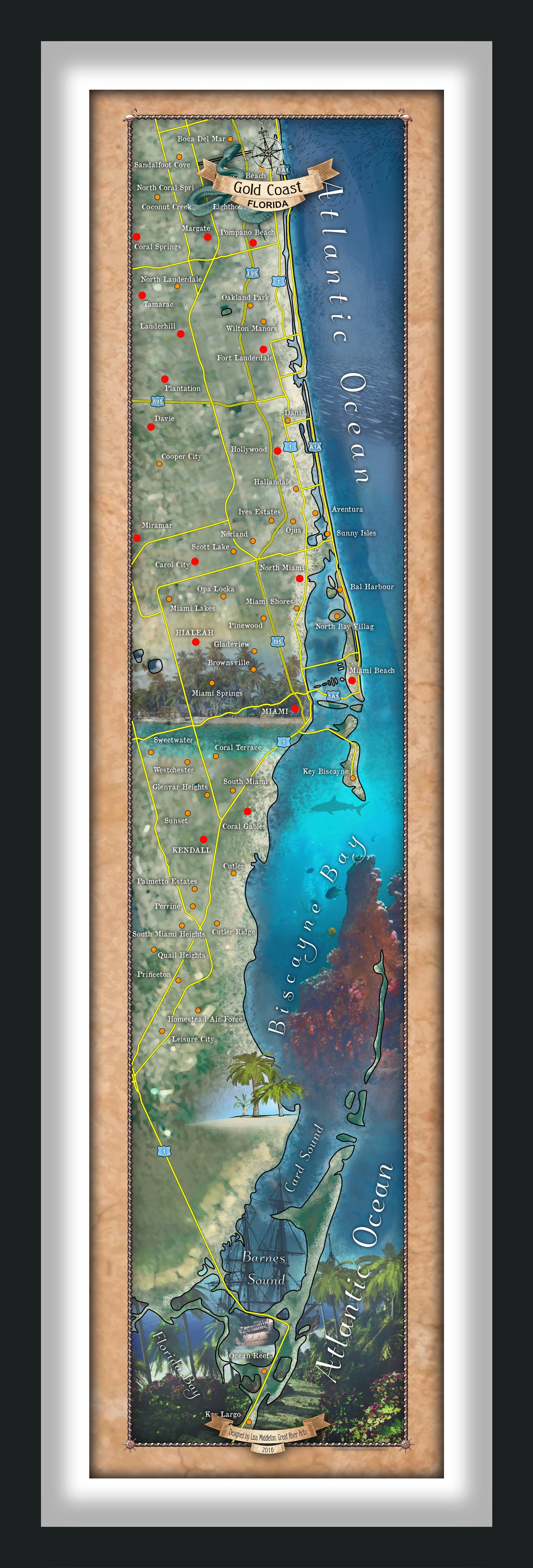 6-Map Florida Keys and Atlantic Coasts Collection