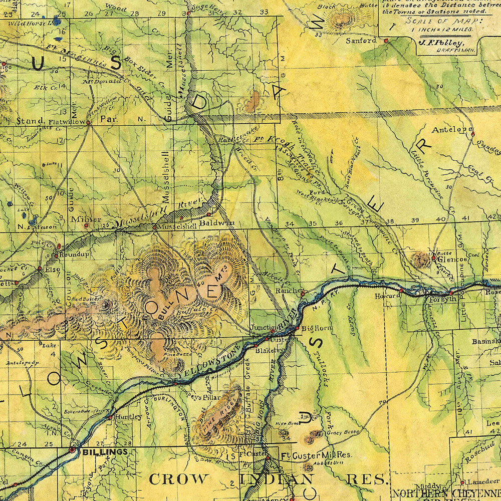 78 Montana Railroad 1899 Vintage map,Vintage map art,Montana vintage map,antique maps,map vintage,map art vintage,coastal art,nautical map,o