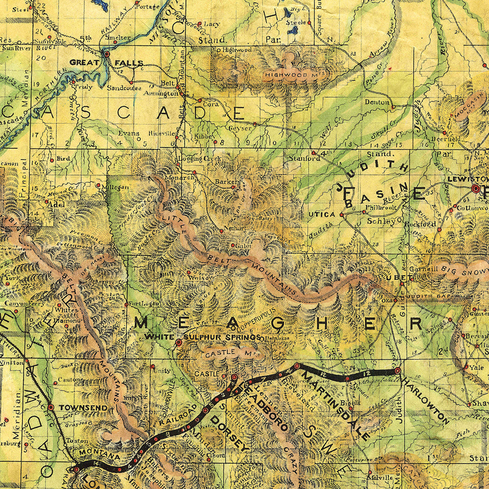 78 Montana Railroad 1899 Vintage map,Vintage map art,Montana vintage map,antique maps,map vintage,map art vintage,coastal art,nautical map,o
