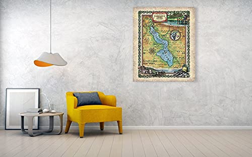 Findley Lake, New York, custom lake maps, lake house, lake art, lake house gift, rustic decor, custom maps, hand painted maps, map gifts