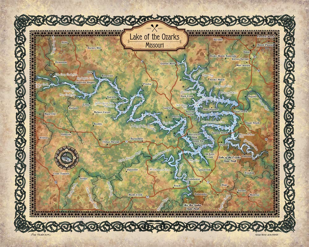 Ozark map, lake of the ozarks Map, lake art, Missouri Map, Lake Gift, Lake Prints, Lake Map, Ozarks, Missouri State, Hiker Gift, lake life