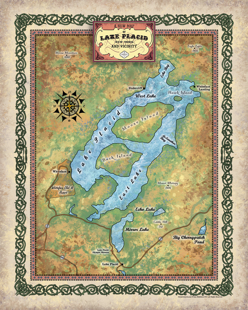 lake placid, new york lakes, upstate new york, lake map art, lake art, lake life, lake maps, lake house, new york gifts, custom lake maps