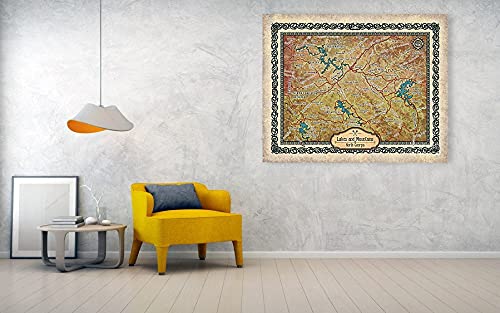 Lakes and Mountains of North Georgia, Vintage map, Vintage map art, Georgia vintage map, old map, antique maps, map vintage, map art vintage
