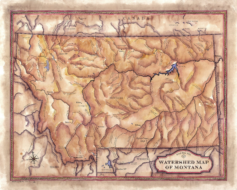 278-Custom map of Montana waterways